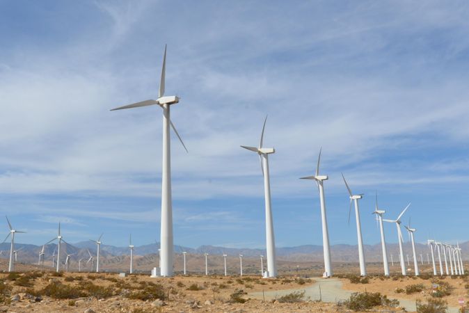 Wind mills of Palm Springs in United States of America at daytime