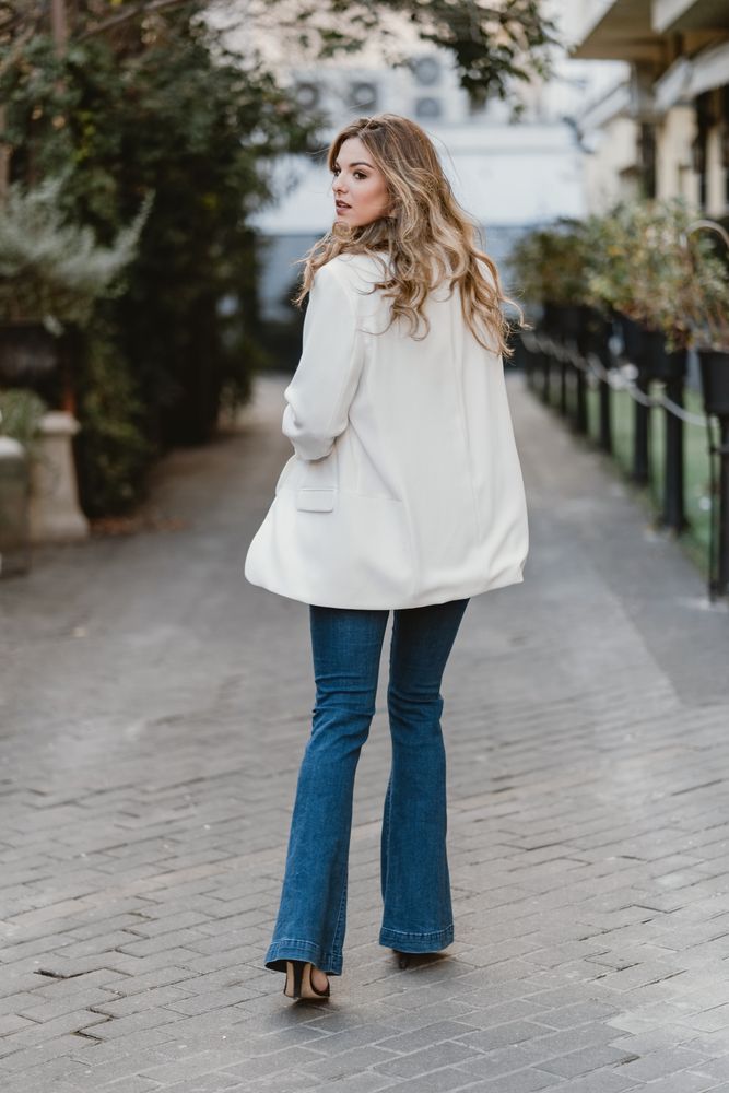 Charming woman posing on street
