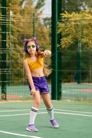 Female child on sports ground