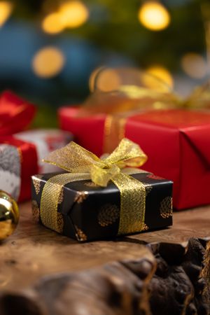 Christmas gift box with festive lights