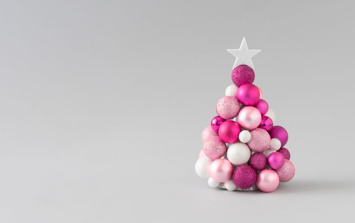 Christmas tree with pink bauble decoration