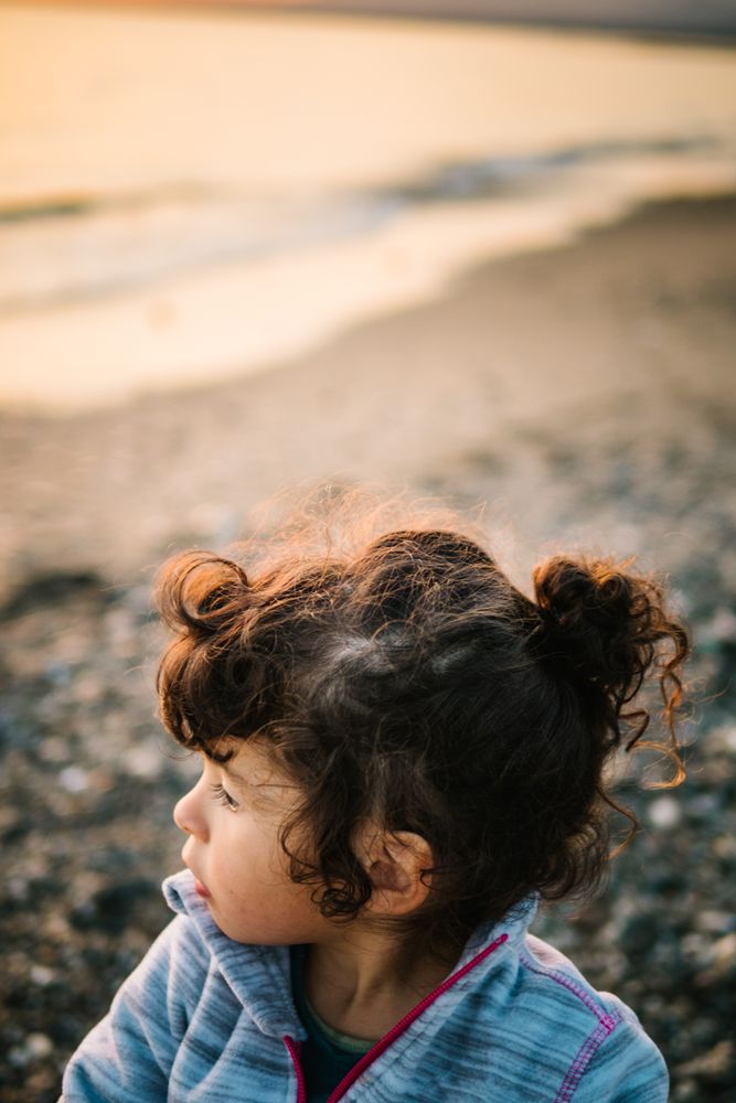 portrait of little girl at beach