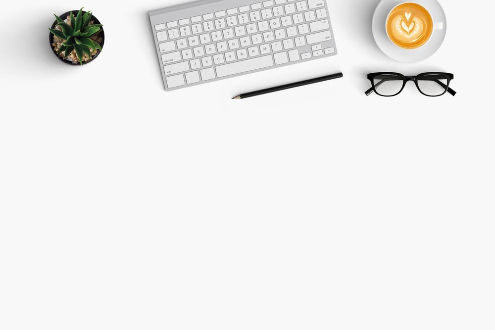 Modern workspace with coffee cup, smartphone and paper copy space
