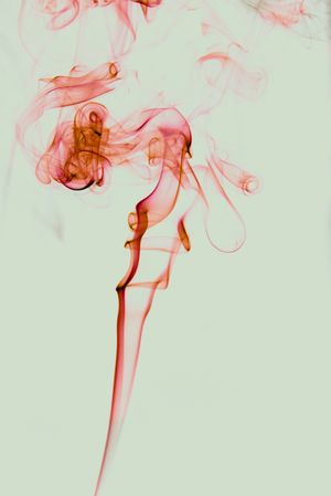 Swirls of bright red fume