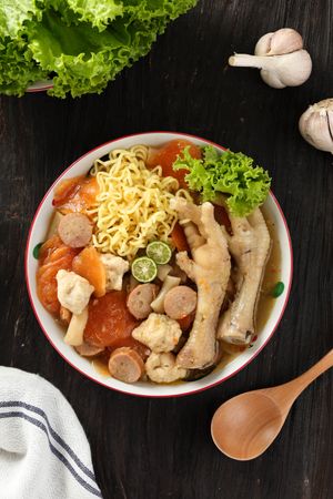 Traditional Spicy Seblak Chicken Feet from Bandung West Java Indonesia