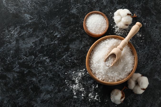 Sea salt, concept of relax, spa and self care
