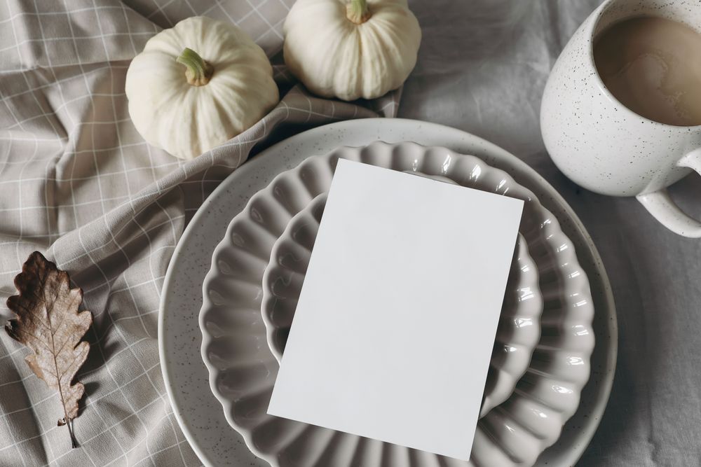 Fall mockup scene with blank greeting card or invitation
