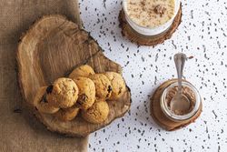 Homemade cookies with cacao powered and milk