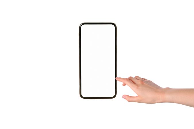 User interacts with a minimalist smartphone with no display