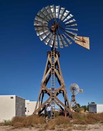 Rustic wooden windmill on Lazy B Ranch in Arizona