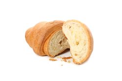 Freshly baked croissant cut in half