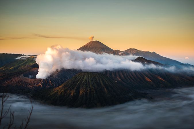 Mount Bromo and Semeru at Sunrise