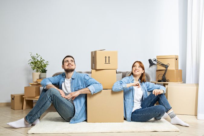 Concept of move with a happy young couple