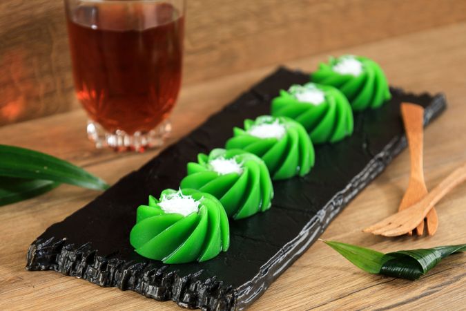 Close Up Kue Kaswi or Kue Ijo, Traditional Indonesian Cake