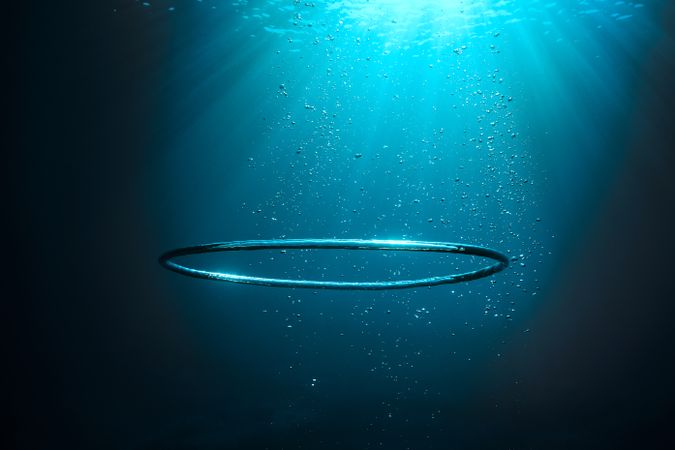 Bubble ring underwater in ocean