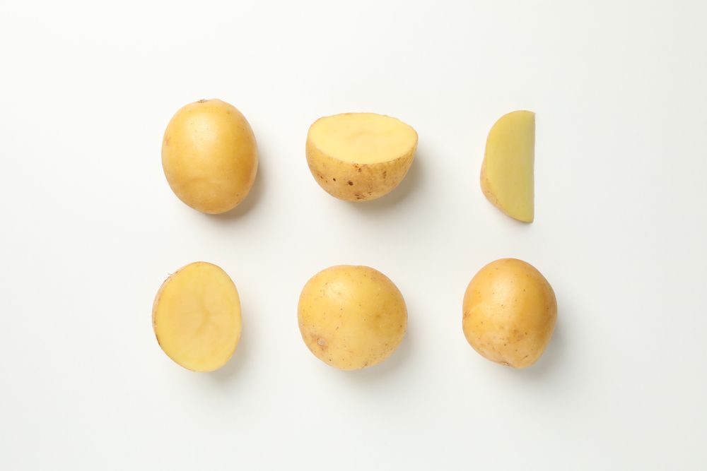 Looking down at rows of potato wedges