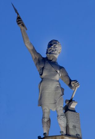 Twilight shot of the Vulcan statue in Birmingham, Alabama