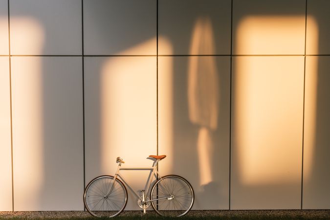 Bicycle parked outside modern building