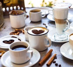 Variety of different coffee drinks