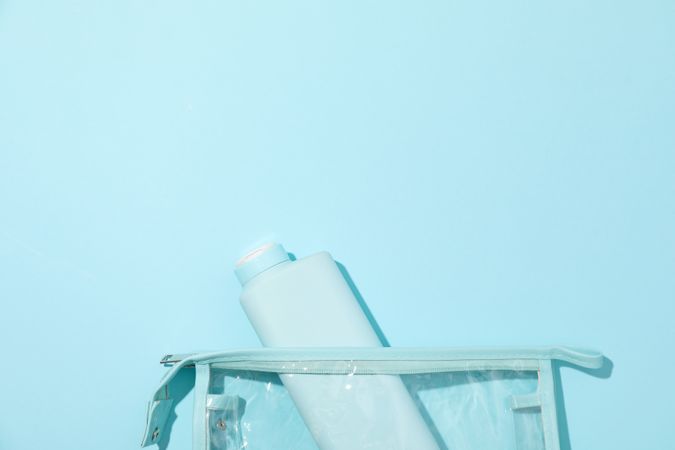 Bath accessories, toilet bag, space for text