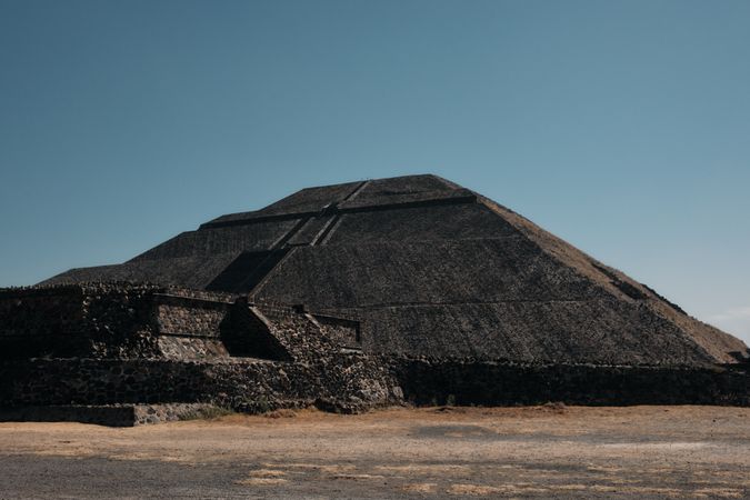 Ancient pyramid in Teotihuacan Valley on clear day