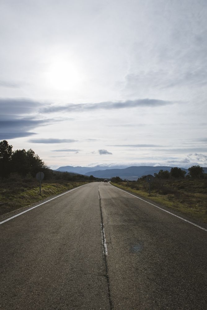 Road in between mountains