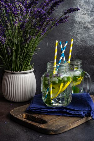 Trey with summer detox lemonade with lavender, lemon and mint