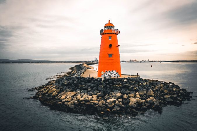 Poolbeg lighthouse in Dublin, Ireland 