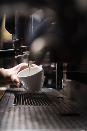 Barista using coffee machine