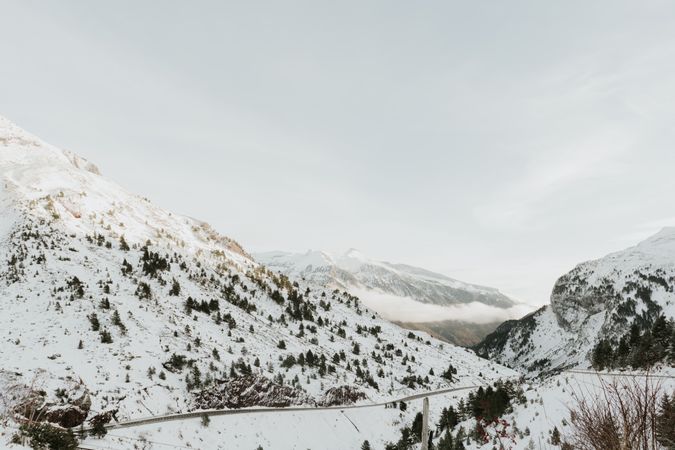 Wonderful view of hills in snow