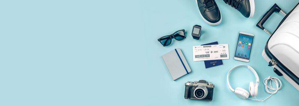 Set with urban vacation accessories