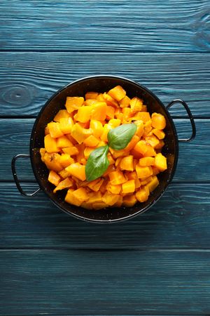 Concept of tasty homemade dish - baked pumpkin
