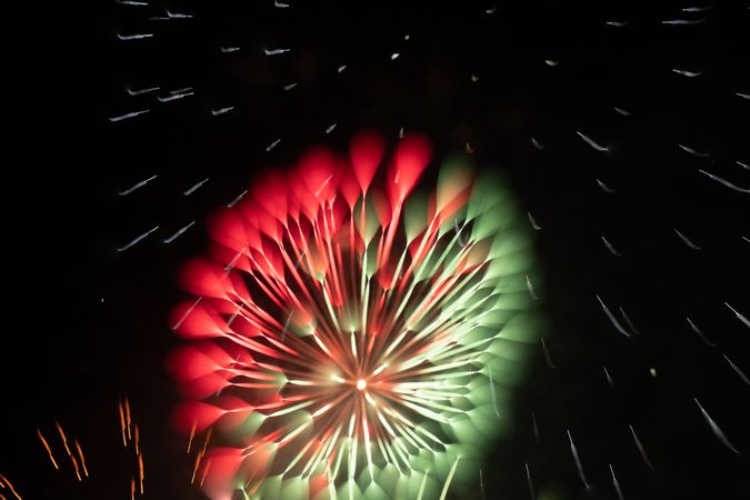 Bright fireworks on night sky