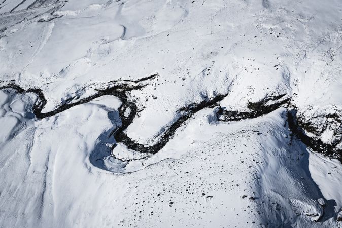 Aerial shot of a oxbow lake in Iceland