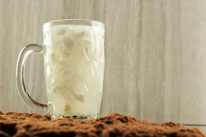 Refreshing summer coconut drink with space for text