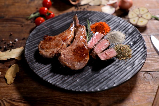 Lamb Shoulder Rack Steak on a plate