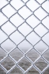 Metal fence with fresh ice