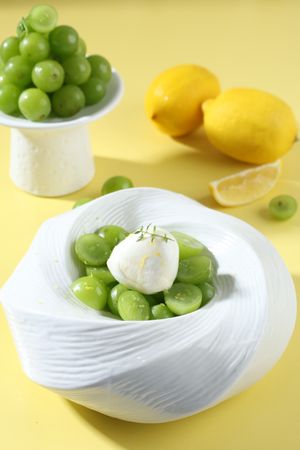 Shine Muscat Bocconcini Mozarella Balls Salad with Lemon Zest and Honey