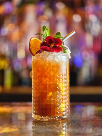 Refreshing alcoholic cocktail in bar