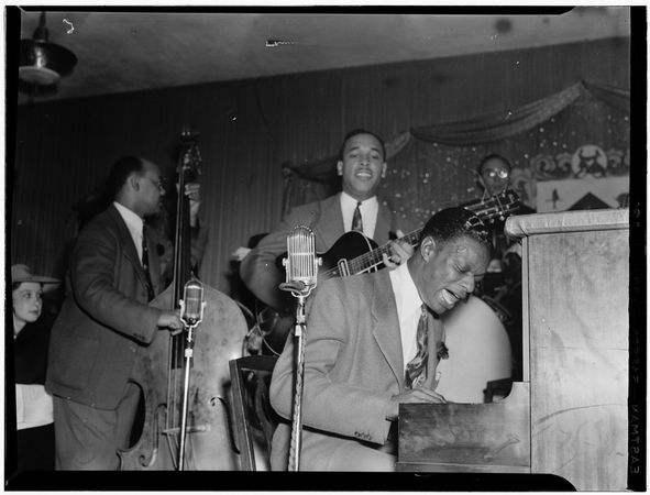 New York City, New York, USA -  July 1946: Portrait of Wesley Prince, Oscar Moore, and Nat King Cole