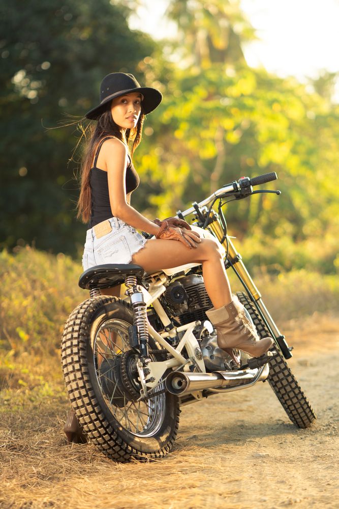 female on motorbike