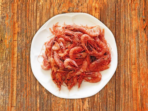 Shrimp On Wooden Background