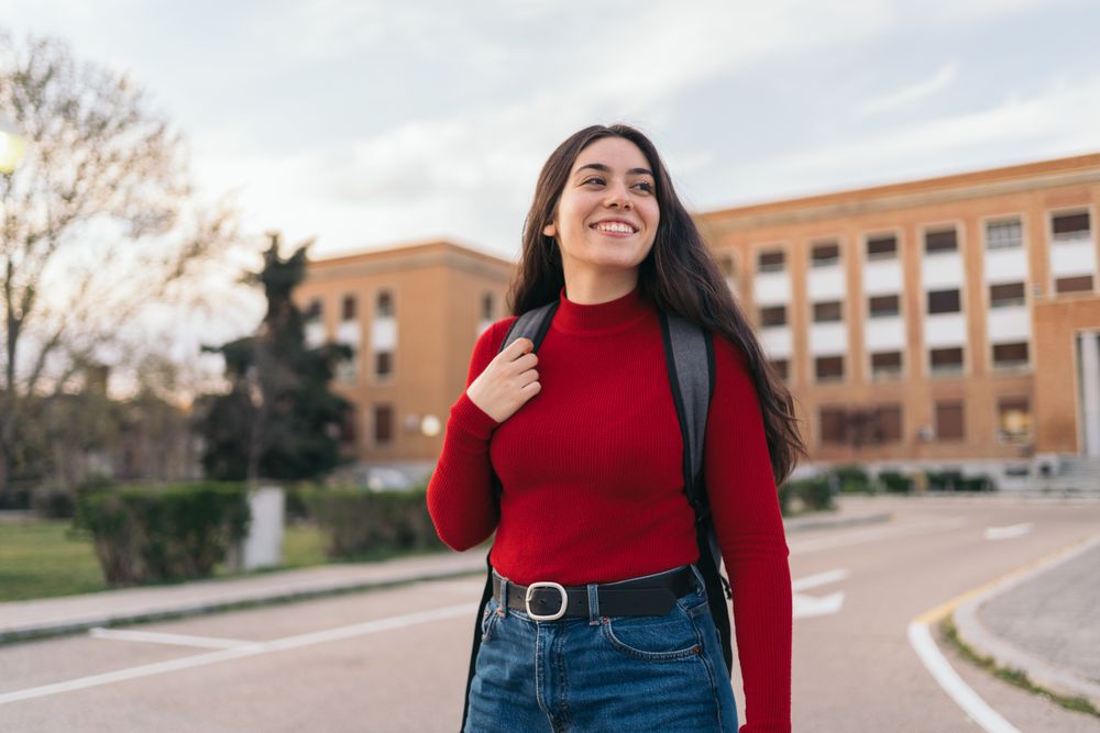 Student portrait smiling in college