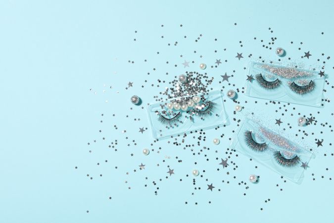 False eyelashes, concept of different makeup accessories