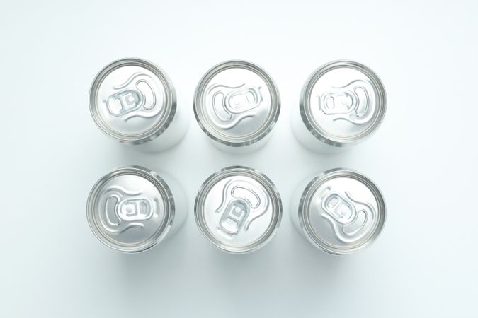 Concept of drink, blank cans, top view