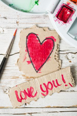 Love symbols hand painted in watercolor