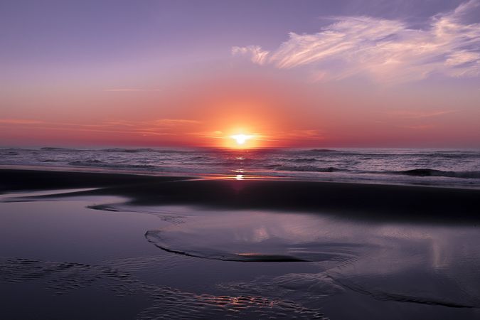 Calm coast during a colorful sunset