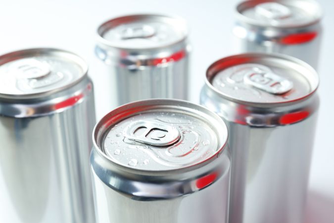 Concept of drink, blank cans with space for label