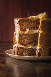 Sliced layered cream and apple cake