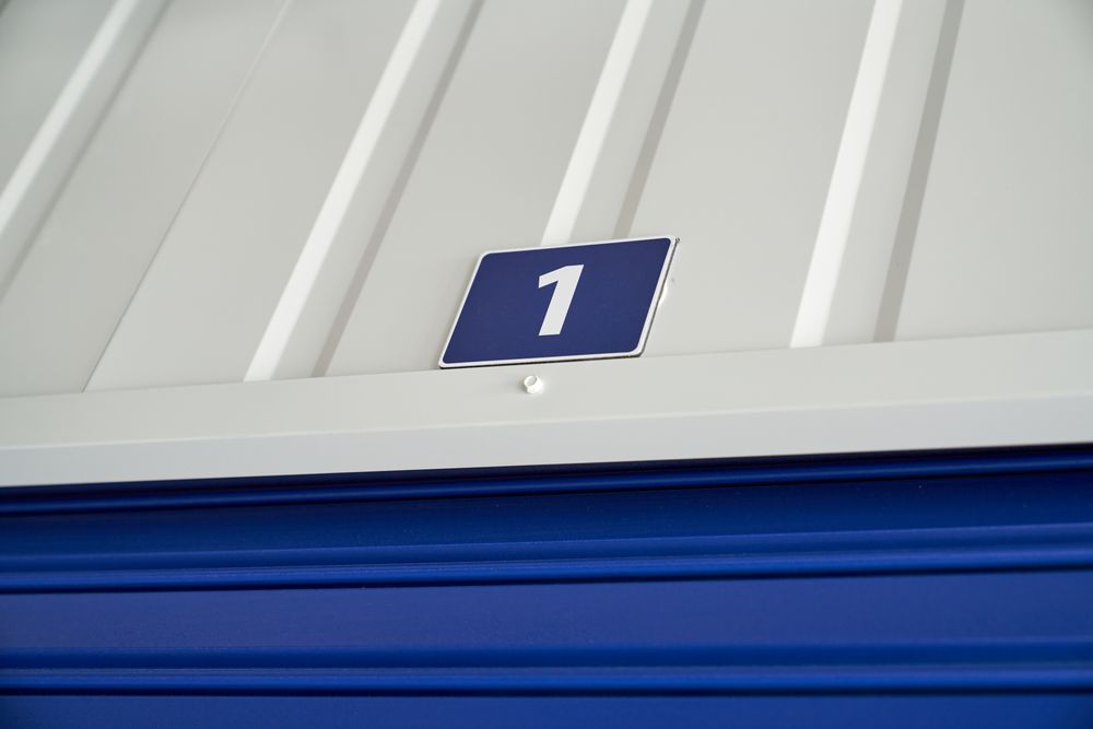 Numbered storage lots in contemporary warehouse